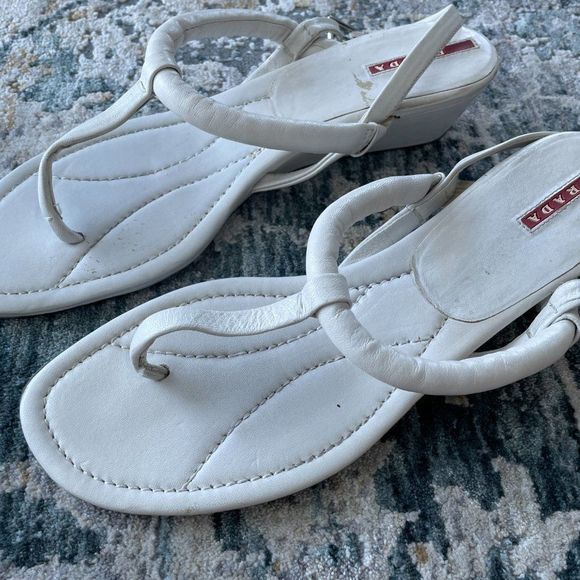 Prada Leather Thong Wedge Sandal - Picture 4 of 11